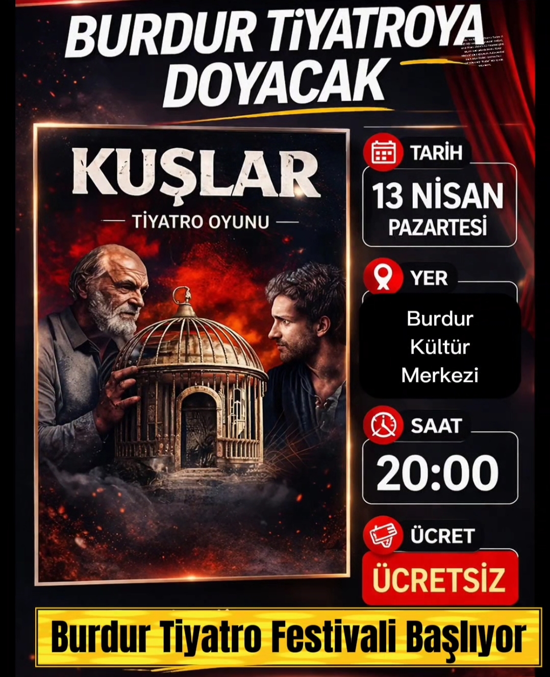 Burdur Tiyatro Festivali Bugün Başlıyor