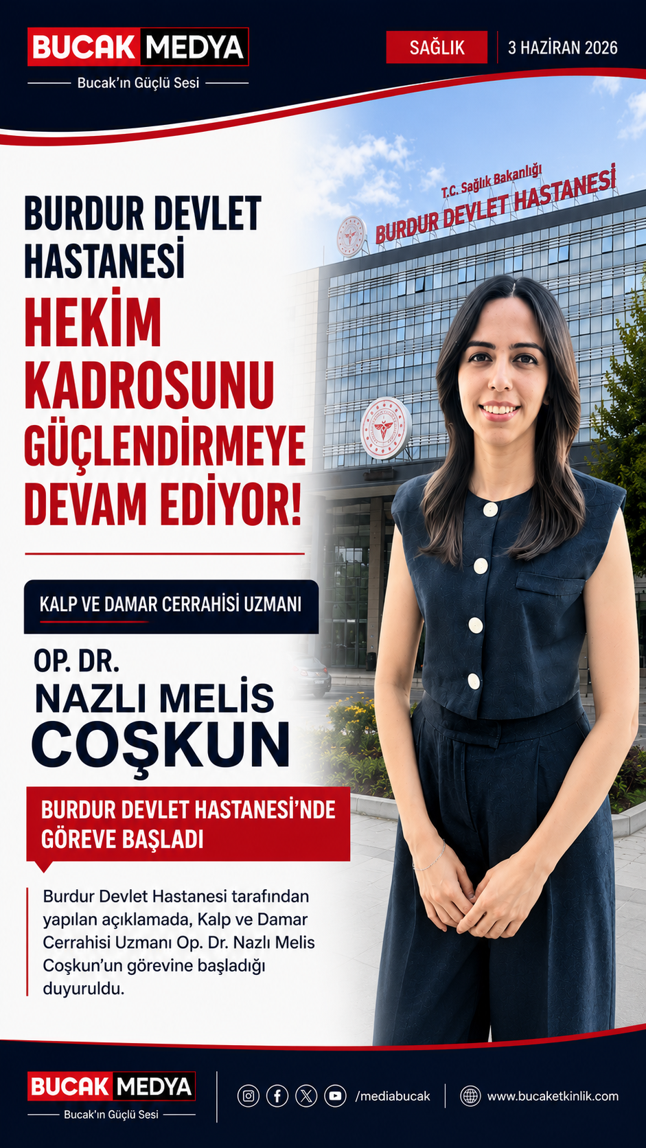 Burdur Devlet Hastanesi Hekim Kadrosunu Güçlendirmeye Devam Ediyor