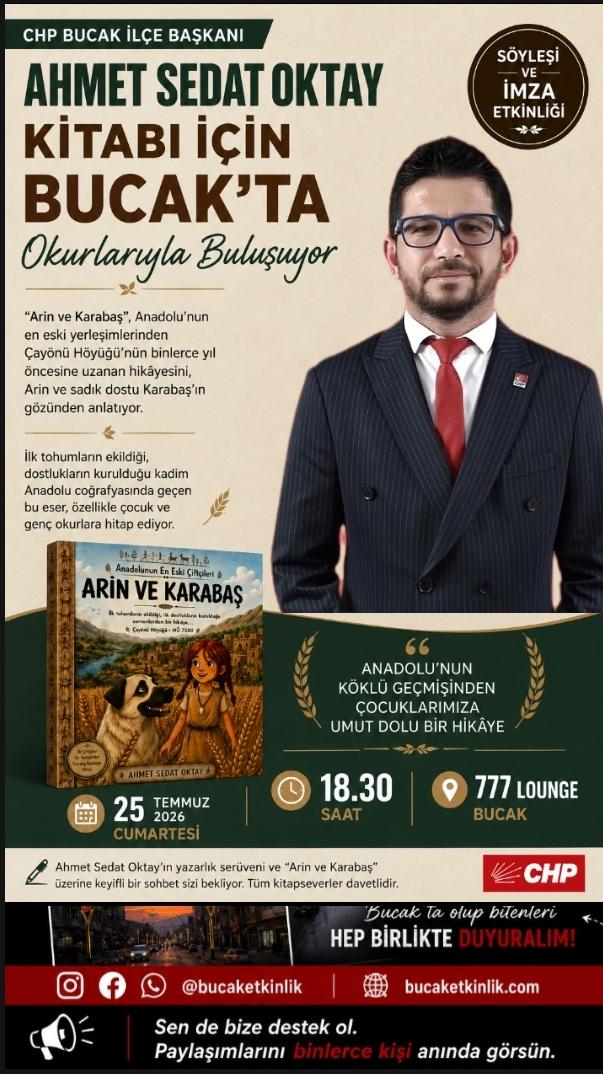 Ahmet Sedat Oktay Bucak’ta İmza ve Söyleşi Günü Düzenliyor